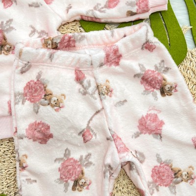  Conj. Jaqueta e Calça de Pelinho com Ursinhos - Rosa